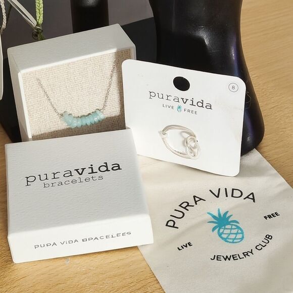 Pura Vida .925 Jewelry Bundle Anklet Bracelets and Rings w Dust Bag Lot #1 9PCS - Picture 3 of 16
